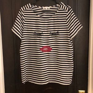 LAST CALL‼️ Striped Embroidered Glamour Shirt